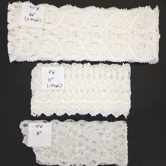 VTG Venice Lace Trims Remnants Applique Ecru Bridal Sewing Mixed Media 26pcs - Picture 3 of 11